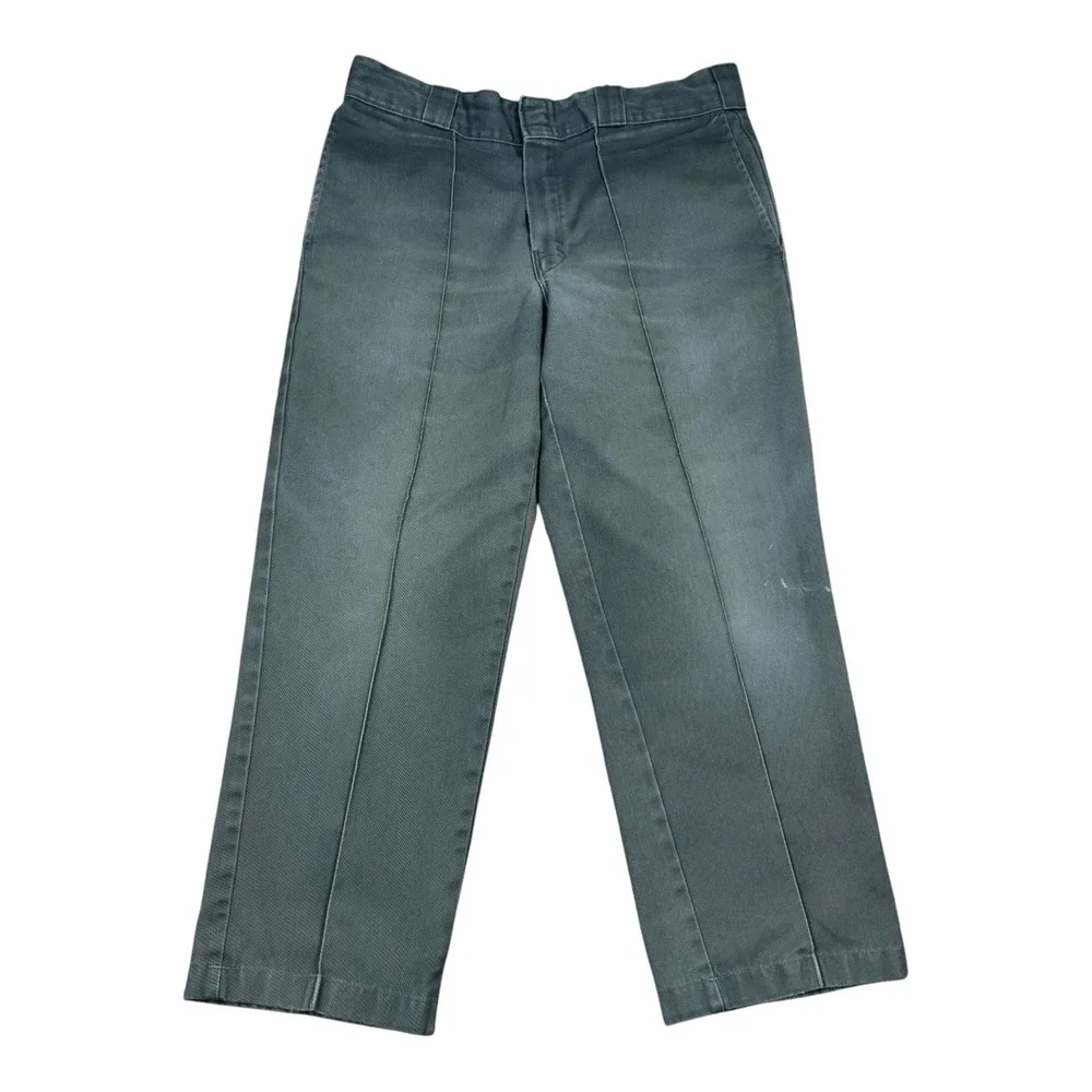 2000s‎ Dickies Faded Blue/Gray Pleated Straight Leg Pants Men's 31x26 FLAW